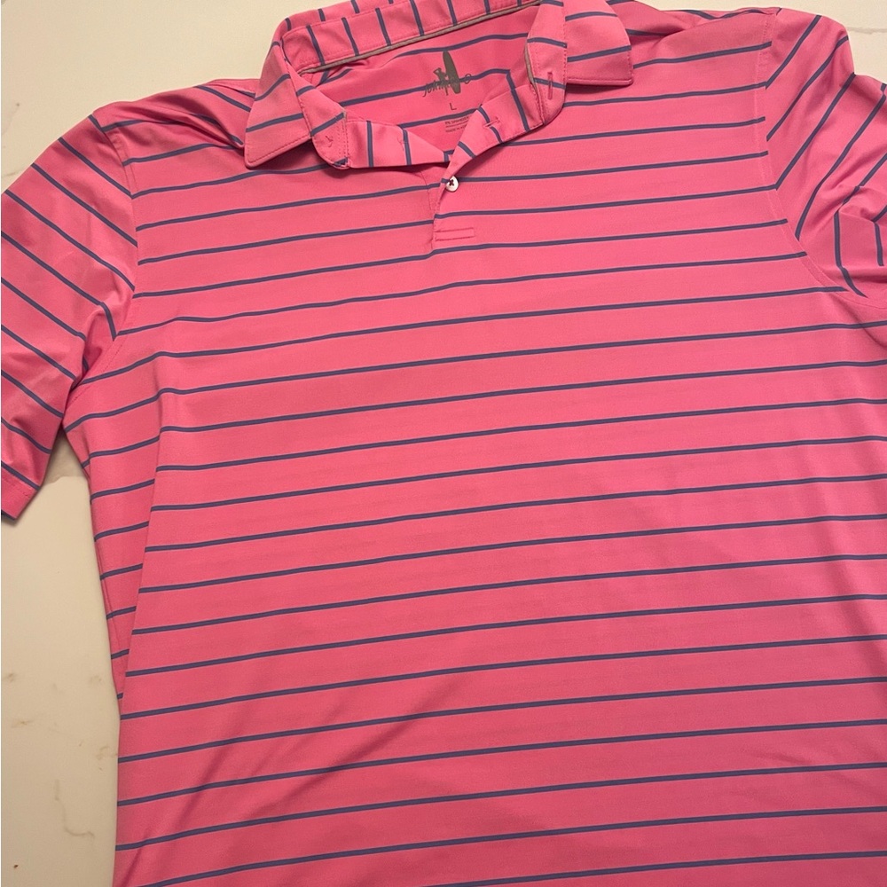 Johnnie-O Golf Polo Vibrant Pink with Blue Stripes